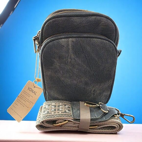 Vonal Handbags - Handbag for Women Triple Pockets Crossbody Shoulder Bag Soft Denim